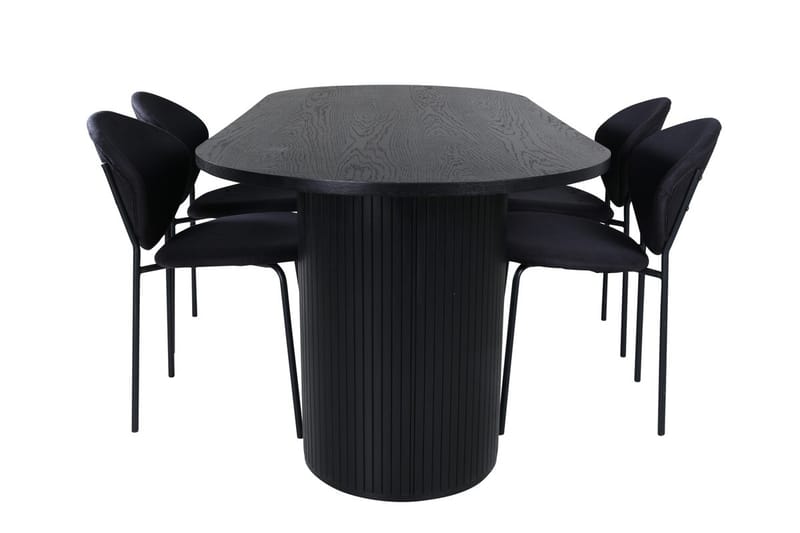 Oval matgrupp Venture Home Svart Svart 4st - Møbler - Bord - Spisegrupper