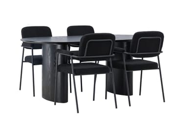 Oval matgrupp Venture Home Svart Svart 4st - Møbler - Bord - Spisegrupper