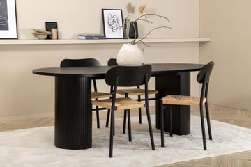 Oval matgrupp Venture Home Svart Svart 4st - Møbler - Bord - Spisegrupper
