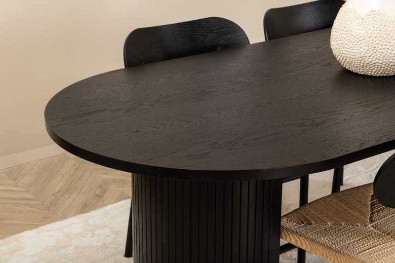 Oval matgrupp Venture Home Svart Svart 4st - Møbler - Bord - Spisegrupper