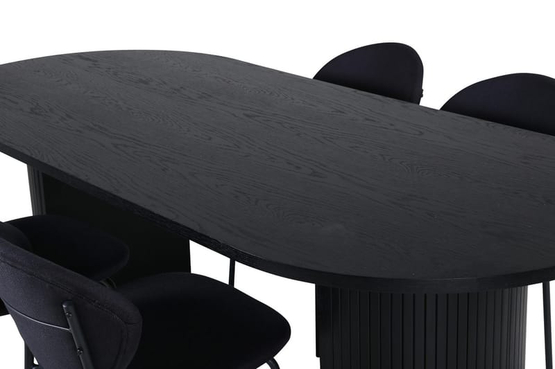 Oval matgrupp Venture Home Svart Svart 4st - Møbler - Bord - Spisegrupper