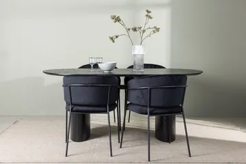 Oval matgrupp Venture Home Svart Svart 4st - Møbler - Bord - Spisegrupper