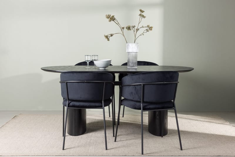 Oval matgrupp Venture Home Svart Svart 4st