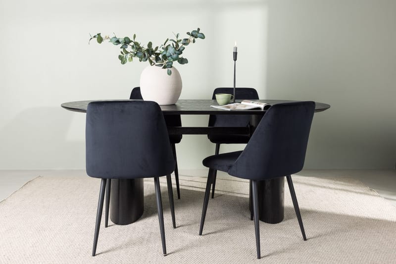Oval matgrupp Venture Home Svart Svart 4st