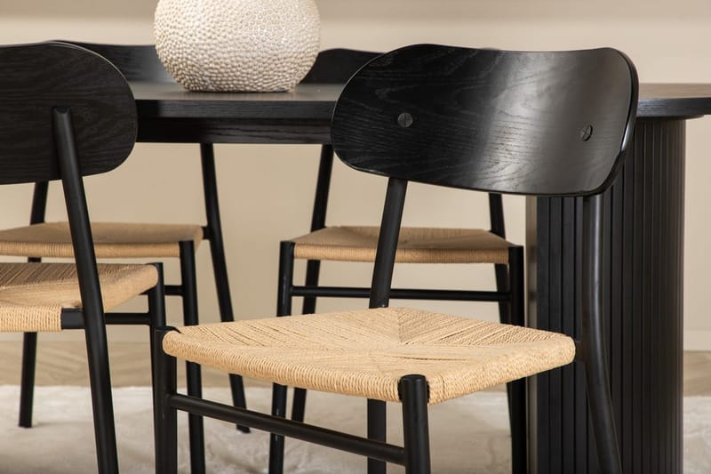 Oval matgrupp Venture Home Svart Svart 4st - Møbler - Bord - Spisegrupper