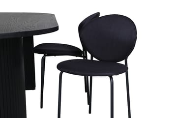 Oval matgrupp Venture Home Svart Svart 4st - Møbler - Bord - Spisegrupper