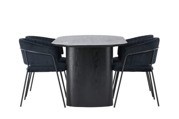 Oval matgrupp Venture Home Svart Svart 4st - Møbler - Bord - Spisegrupper