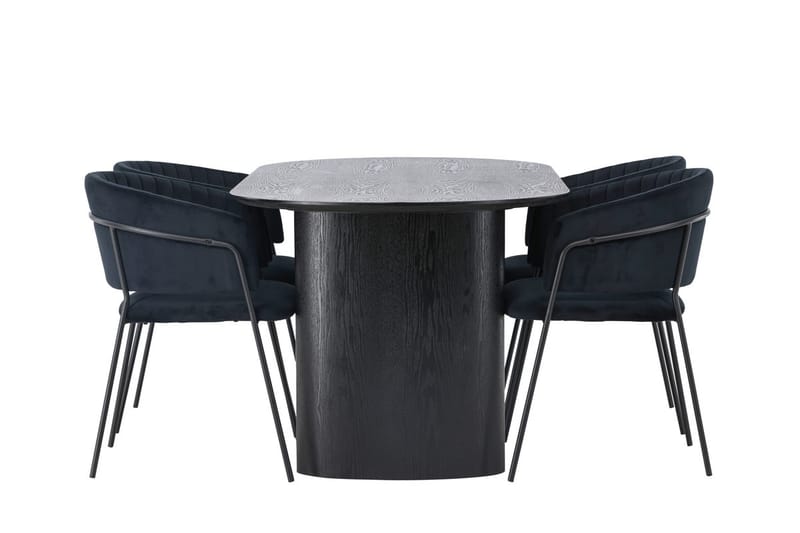 Oval matgrupp Venture Home Svart Svart 4st - Møbler - Bord - Spisegrupper