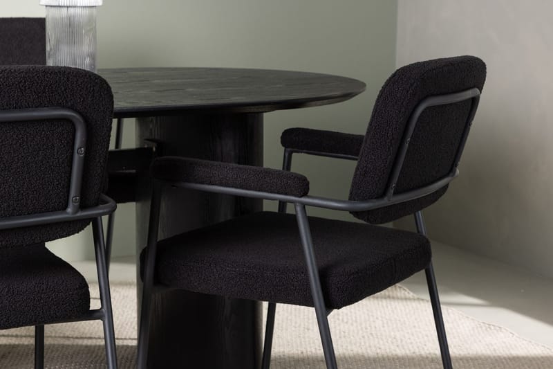 Oval matgrupp Venture Home Svart Svart 4st - Møbler - Bord - Spisegrupper