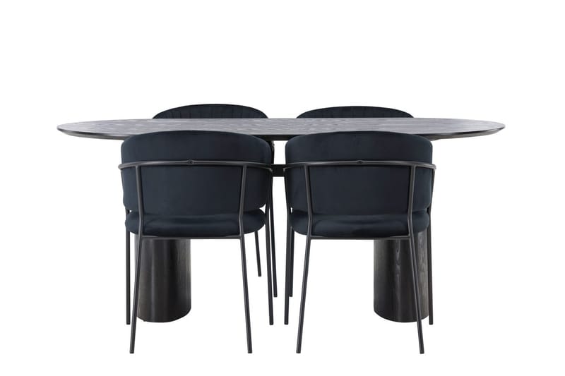 Oval matgrupp Venture Home Svart Svart 4st - Møbler - Bord - Spisegrupper
