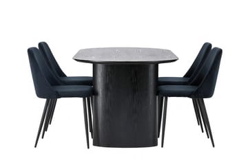 Oval matgrupp Venture Home Svart Svart 4st - Møbler - Bord - Spisegrupper