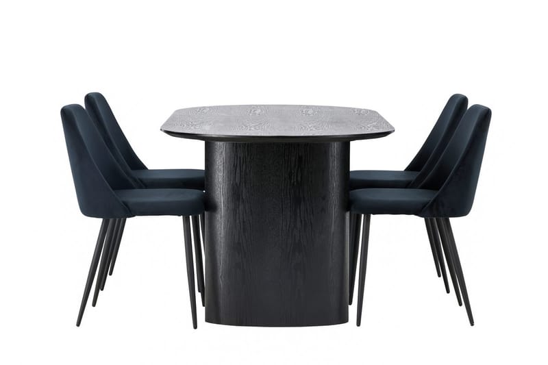 Oval matgrupp Venture Home Svart Svart 4st - Møbler - Bord - Spisegrupper