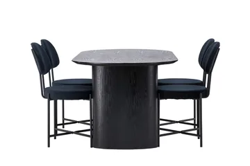Oval matgrupp Venture Home Svart Svart 4st - Møbler - Bord - Spisegrupper