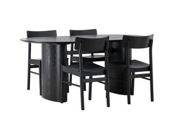 Oval matgrupp Venture Home Svart Svart 4st - Møbler - Bord - Spisegrupper