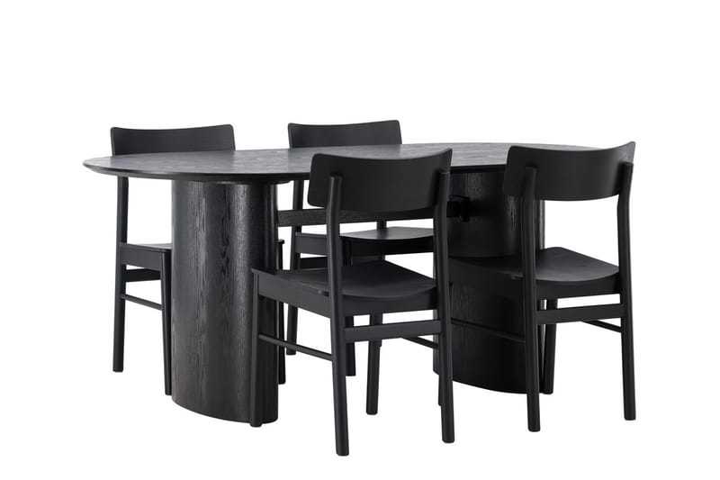 Oval matgrupp Venture Home Svart Svart 4st - Møbler - Bord - Spisegrupper