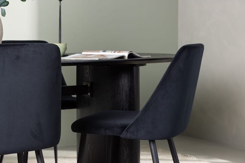 Oval matgrupp Venture Home Svart Svart 4st - Møbler - Bord - Spisegrupper