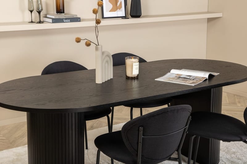 Oval matgrupp Venture Home Svart Svart 4st - Møbler - Bord - Spisegrupper