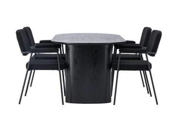 Oval matgrupp Venture Home Svart Svart 4st - Møbler - Bord - Spisegrupper