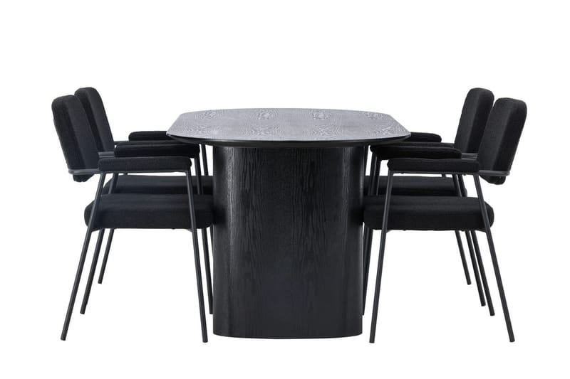 Oval matgrupp Venture Home Svart Svart 4st - Møbler - Bord - Spisegrupper