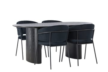 Oval matgrupp Venture Home Svart Svart 4st - Møbler - Bord - Spisegrupper