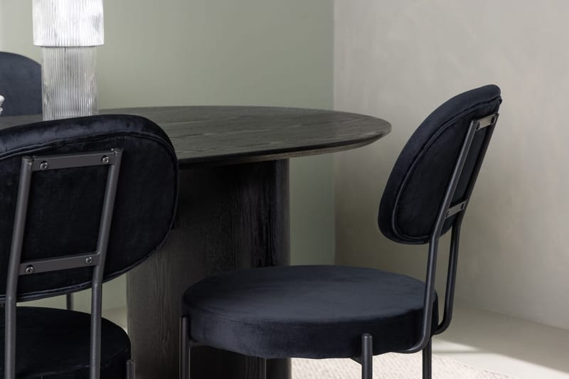 Oval matgrupp Venture Home Svart Svart 4st - Møbler - Bord - Spisegrupper