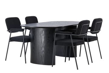 Oval matgrupp Venture Home Svart Svart 4st - Møbler - Bord - Spisegrupper