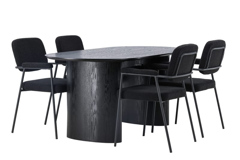 Oval matgrupp Venture Home Svart Svart 4st - Møbler - Bord - Spisegrupper