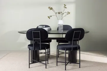Oval matgrupp Venture Home Svart Svart 4st - Møbler - Bord - Spisegrupper
