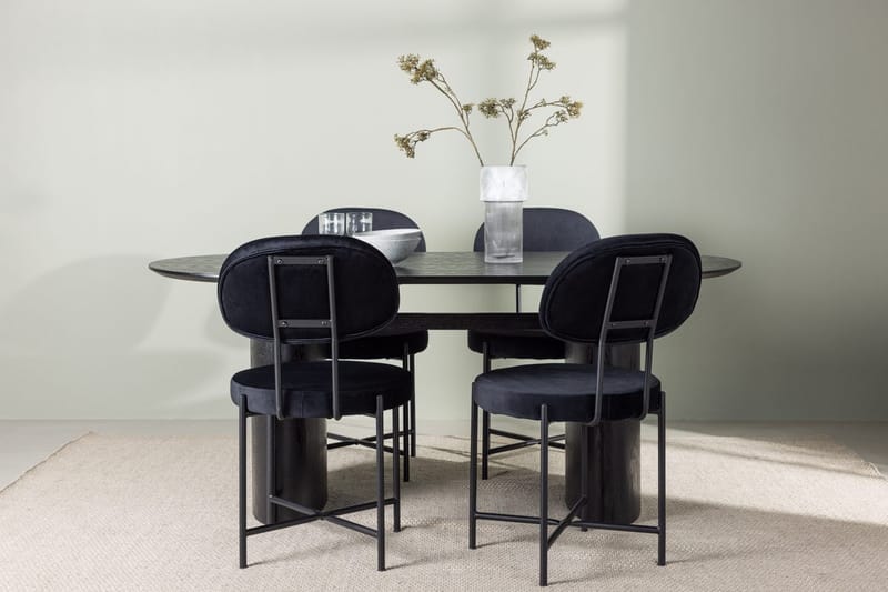 Oval matgrupp Venture Home Svart Svart 4st
