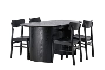 Oval matgrupp Venture Home Svart Svart 4st - Møbler - Bord - Spisegrupper