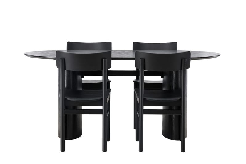 Oval matgrupp Venture Home Svart Svart 4st - Møbler - Bord - Spisegrupper