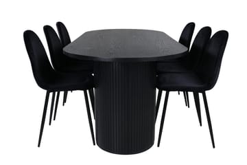 Oval matgrupp Venture Home Svart Svart 6st - Møbler - Bord - Spisegrupper