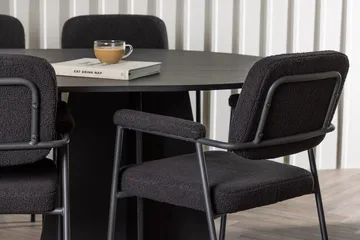Oval matgrupp Venture Home Svart Svart 6st - Møbler - Bord - Spisegrupper