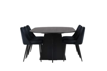 Oval matgrupp Venture Home Svart Svart 6st - Møbler - Bord - Spisegrupper