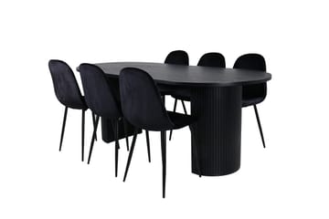 Oval matgrupp Venture Home Svart Svart 6st - Møbler - Bord - Spisegrupper