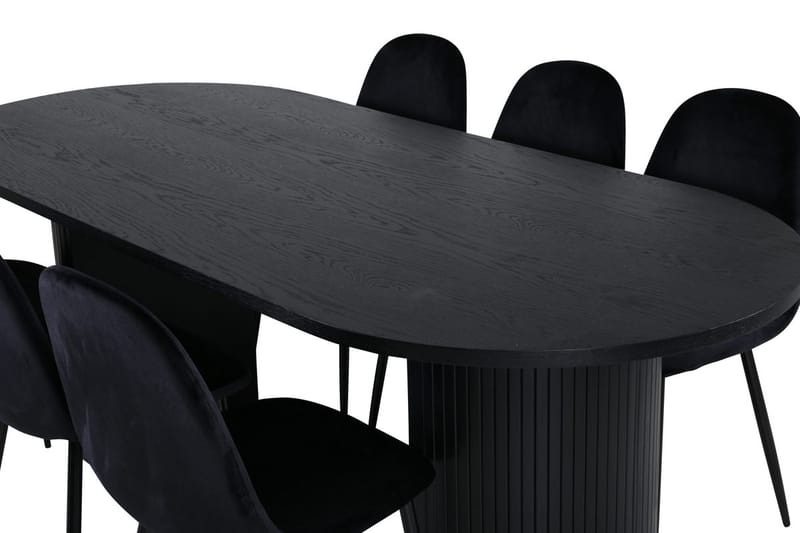 Oval matgrupp Venture Home Svart Svart 6st - Møbler - Bord - Spisegrupper