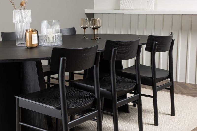 Oval matgrupp Venture Home Svart Svart 6st - Møbler - Bord - Spisegrupper