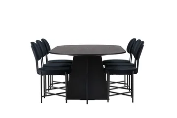 Oval matgrupp Venture Home Svart Svart 6st - Møbler - Bord - Spisegrupper