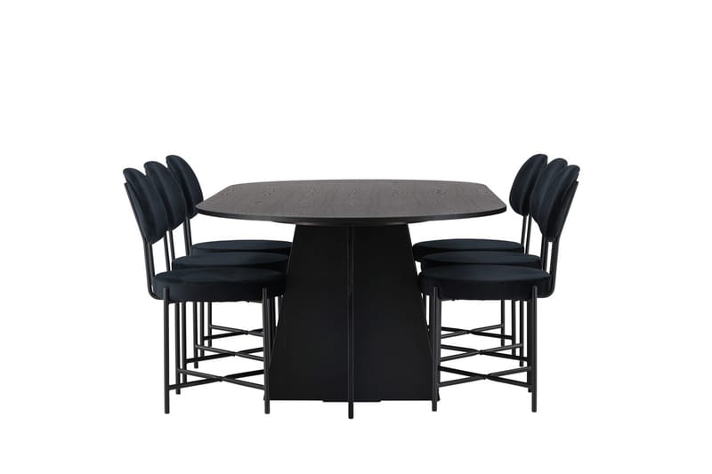 Oval matgrupp Venture Home Svart Svart 6st - Møbler - Bord - Spisegrupper
