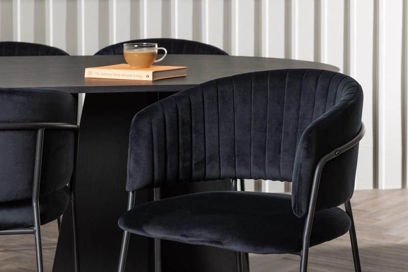 Oval matgrupp Venture Home Svart Svart 6st - Møbler - Bord - Spisegrupper