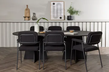 Oval matgrupp Venture Home Svart Svart 6st - Møbler - Bord - Spisegrupper
