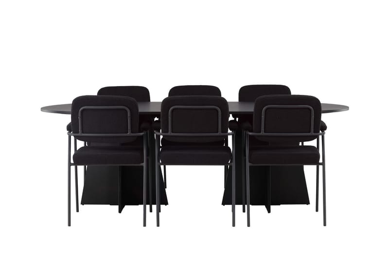 Oval matgrupp Venture Home Svart Svart 6st - Møbler - Bord - Spisegrupper