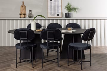 Oval matgrupp Venture Home Svart Svart 6st - Møbler - Bord - Spisegrupper