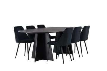 Oval matgrupp Venture Home Svart Svart 6st - Møbler - Bord - Spisegrupper