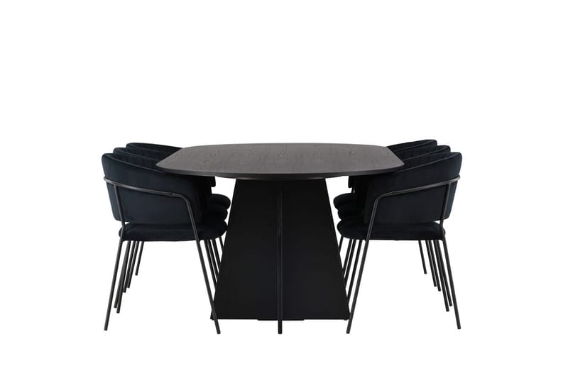 Oval matgrupp Venture Home Svart Svart 6st - Møbler - Bord - Spisegrupper