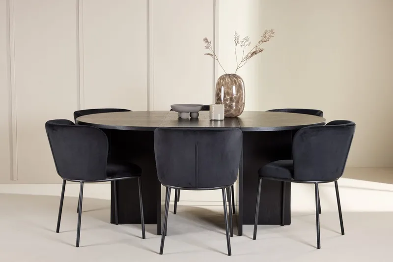 Oval matgrupp Venture Home Svart Svart 6st