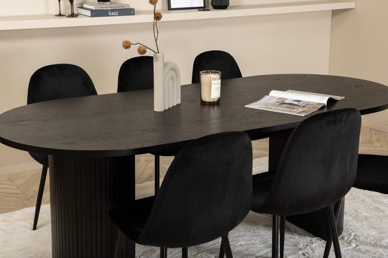 Oval matgrupp Venture Home Svart Svart 6st - Møbler - Bord - Spisegrupper