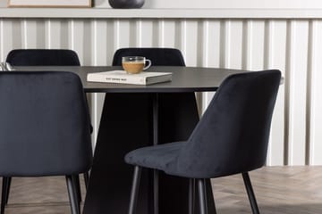 Oval matgrupp Venture Home Svart Svart 6st - Møbler - Bord - Spisegrupper