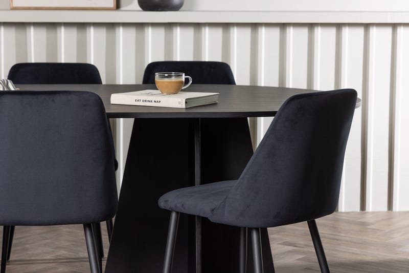 Oval matgrupp Venture Home Svart Svart 6st - Møbler - Bord - Spisegrupper