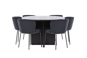 Oval matgrupp Venture Home Svart Svart 6st - Møbler - Bord - Spisegrupper